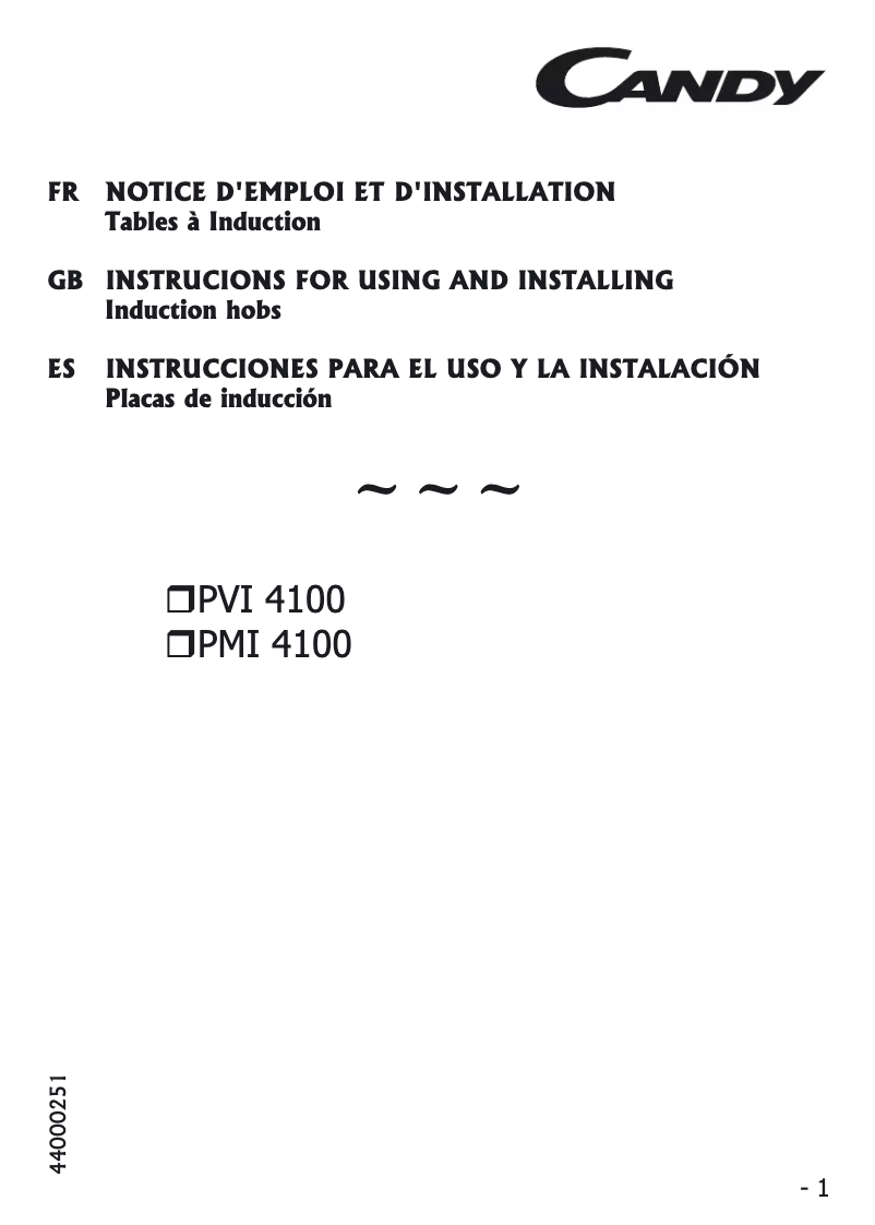Page 1 de la notice Manuel utilisateur Candy Pvi 4100