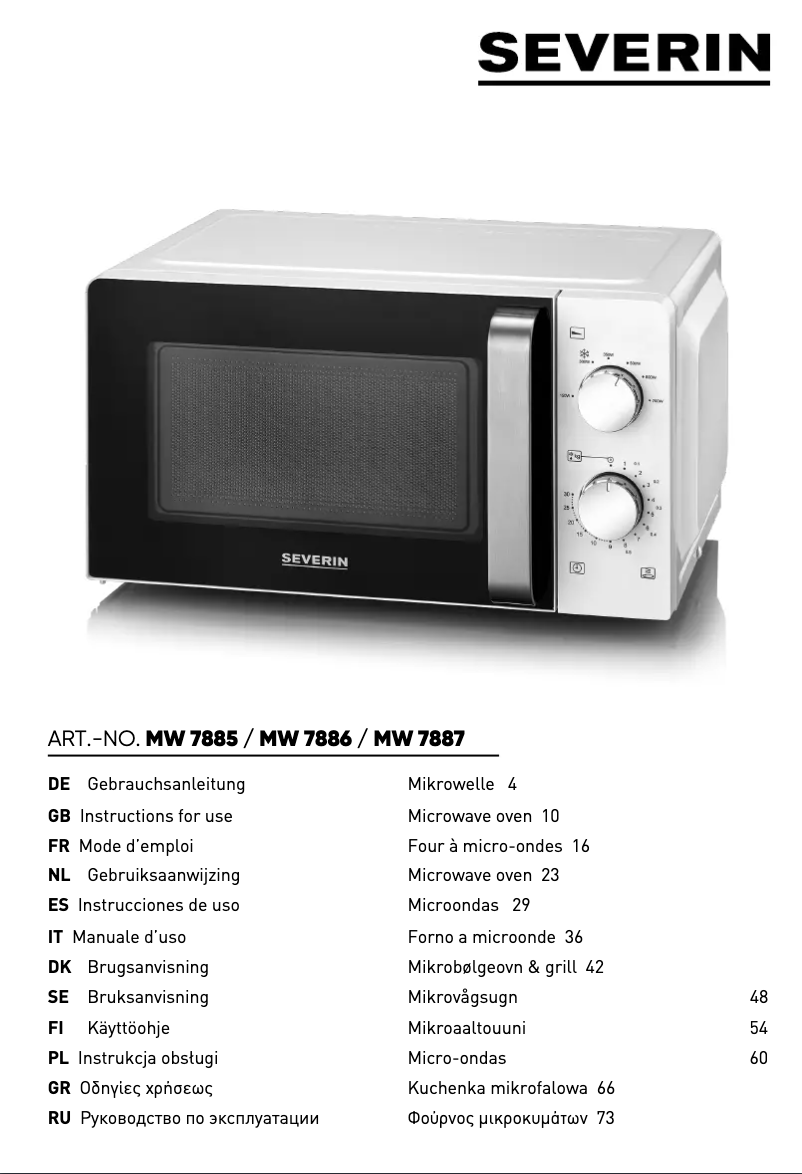 Page 1 de la notice Manuel utilisateur Severin MW 7885