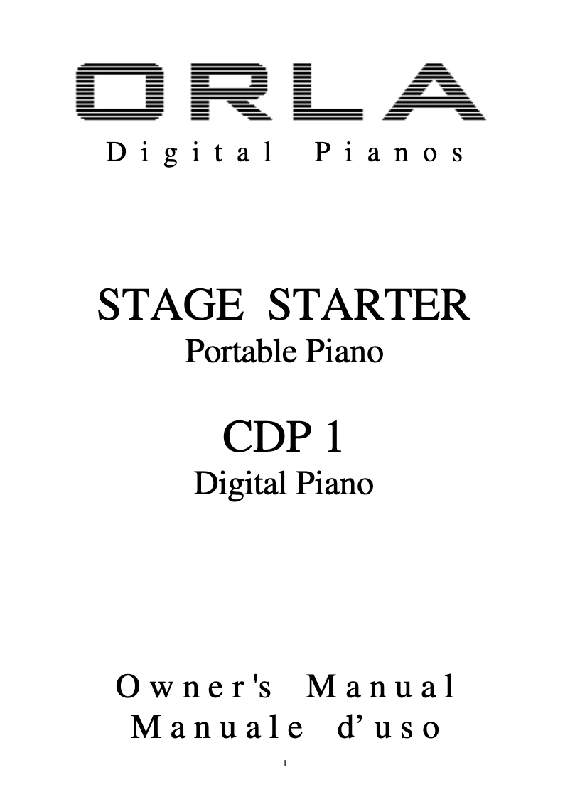 Page 1 de la notice Manuel utilisateur Orla Stage Starter CDP 1
