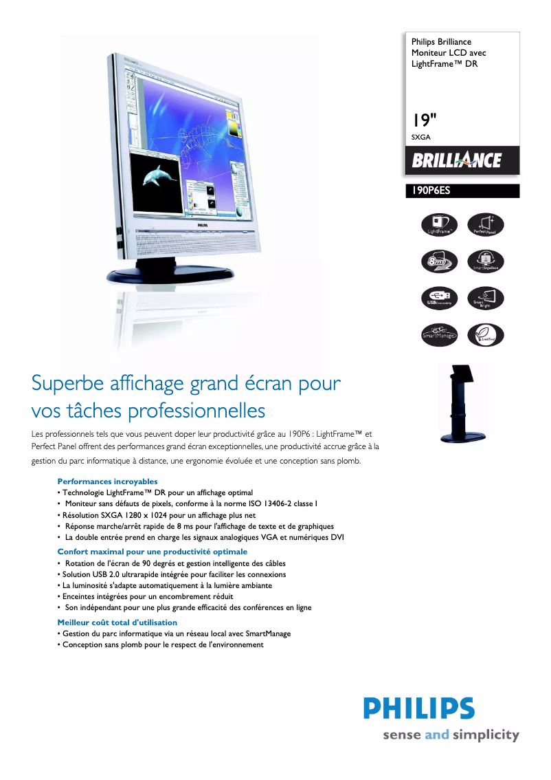 Página 1 del manual Ficha técnica Philips 190P6ES