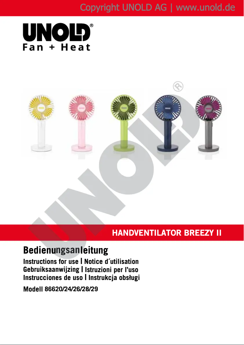 Page 1 de la notice Manuel utilisateur Unold Breezy II 86624