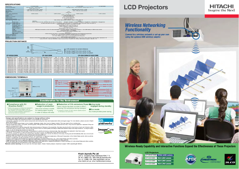 Page 1 de la notice Brochure Hitachi CP-X3015WN