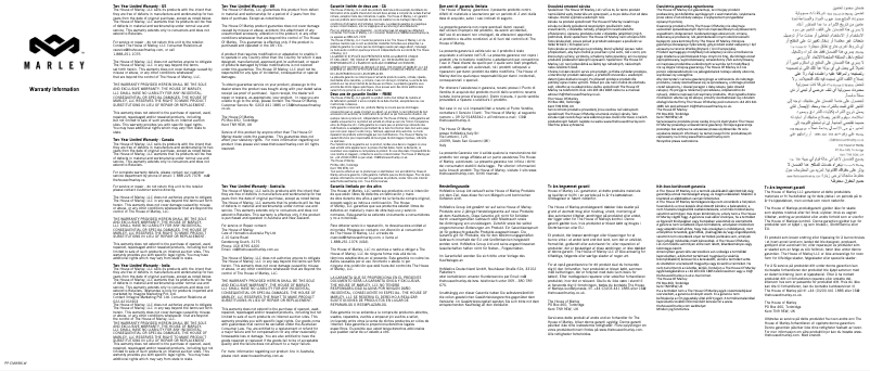 Page 1 de la notice Informations de garantie House of Marley Get Together Mini