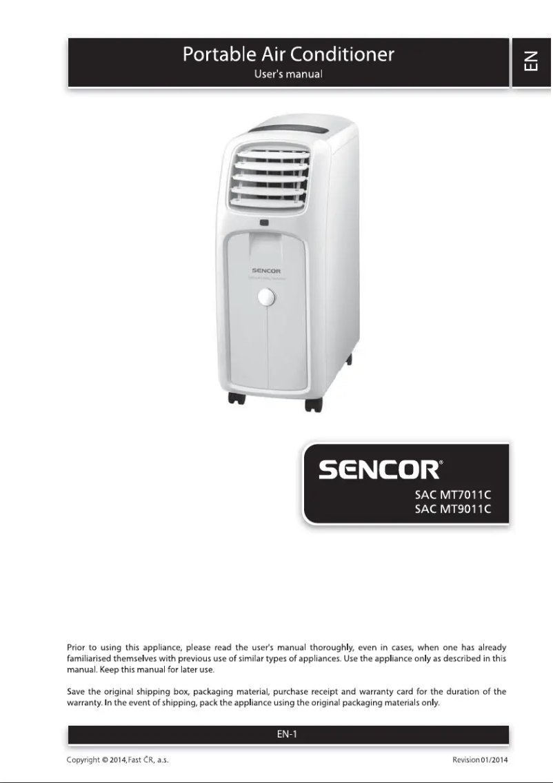 Page 1 de la notice Mode d'emploi Sencor SAC MT9011C