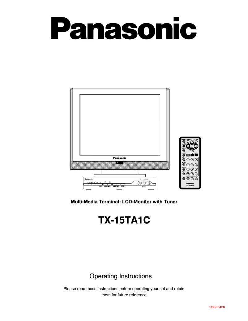 Page 1 de la notice Manuel utilisateur Panasonic TX-15TA1C