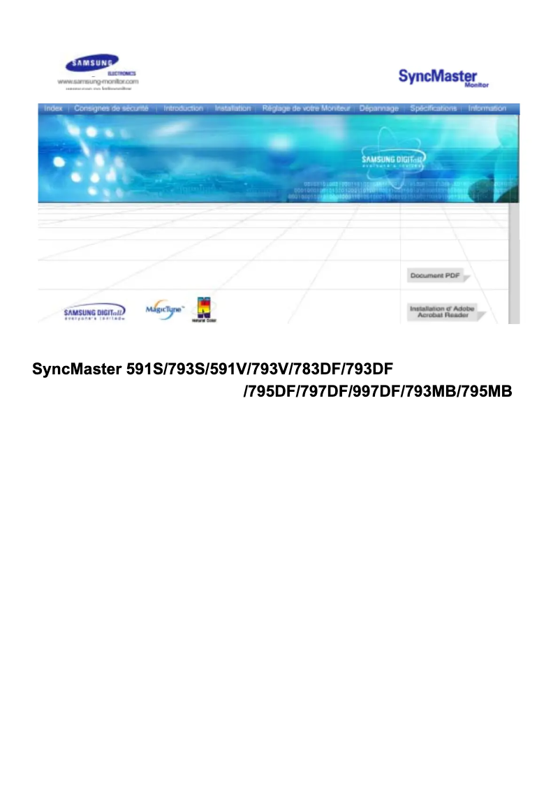 Page 1 de la notice Manuel utilisateur Samsung SyncMaster 793MB