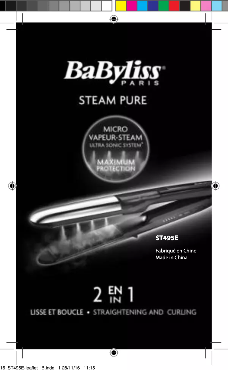 Page 1 de la notice Manuel utilisateur BaByliss Steam Pure ST495E