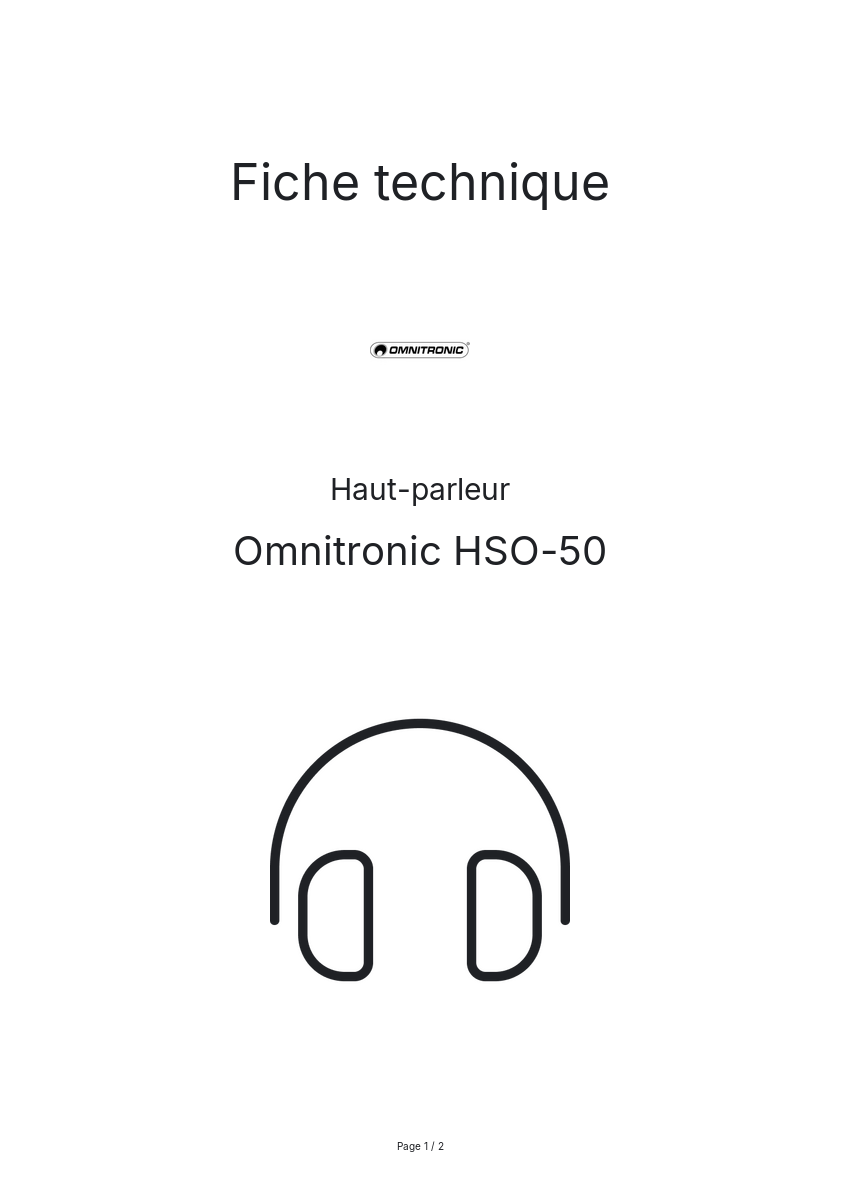 Page n°1 - Fiche technique Omnitronic HSO-50