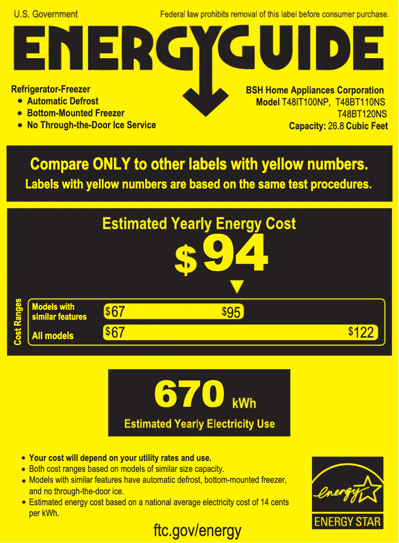 Page 1 de la notice Label énergétique Thermador T48IT100NP