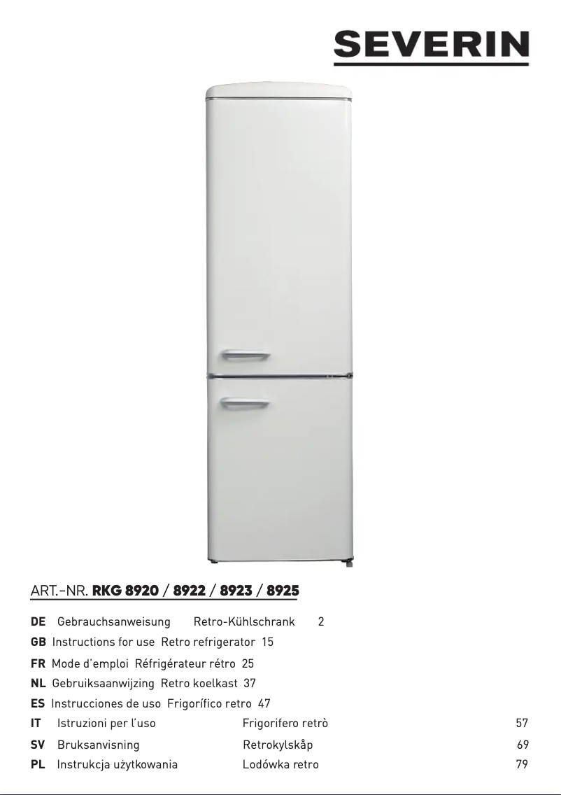 Page n°1 - Manuel utilisateur Severin RKG 8925
