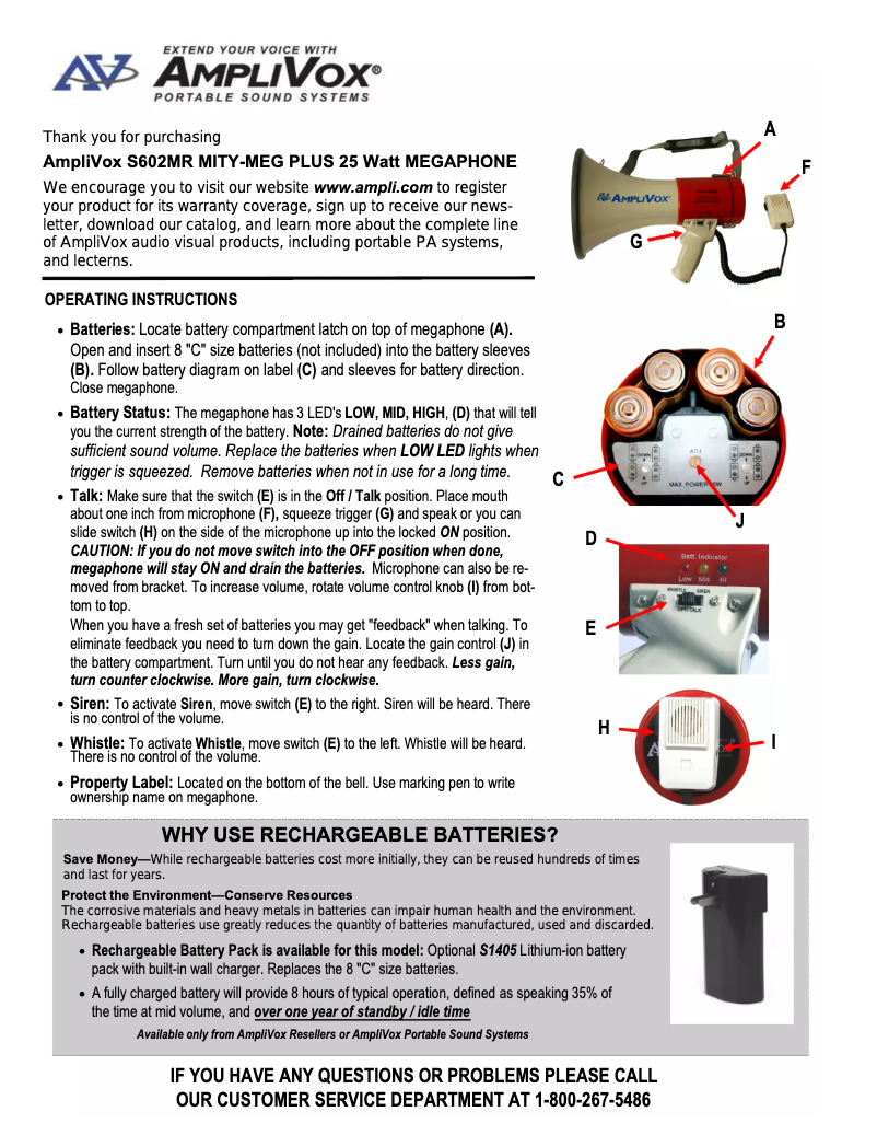 Page n°1 - Manuel utilisateur AmpliVox S602MR