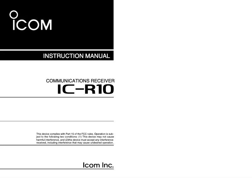 Image de la première page du manuel de l'appareil IC-R10