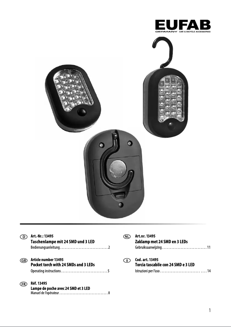 Page 1 de la notice Manuel utilisateur Eufab 13495