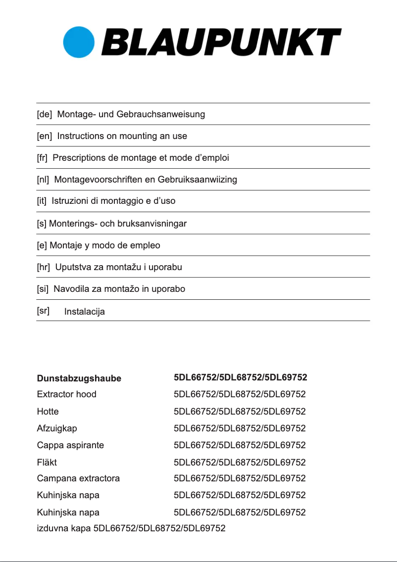 Page n°1 - Manuel utilisateur Blaupunkt 5DL69752