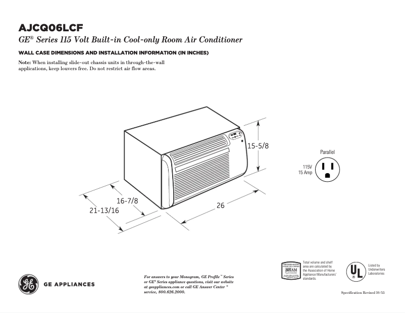 Image de la première page du manuel de l'appareil AJCQ06LCF