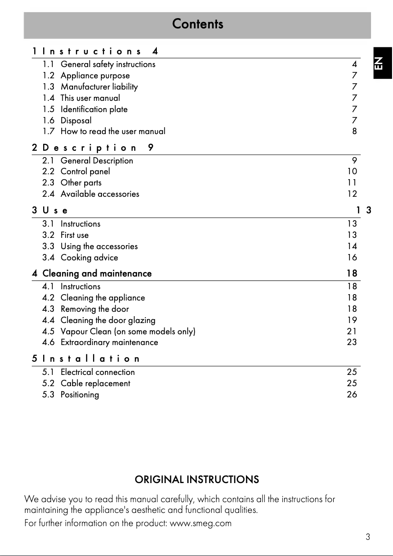 Página 1 del manual Guía de instalación Smeg SFA6304X