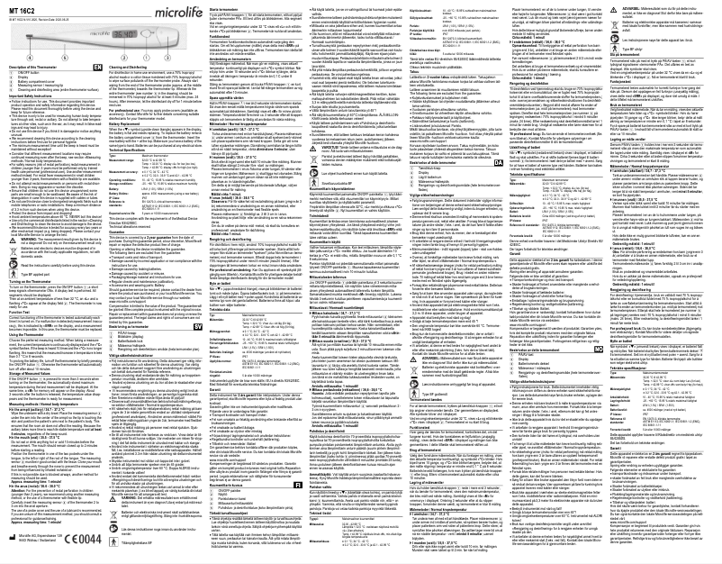 Image de la première page du manuel de l'appareil MT 16C2