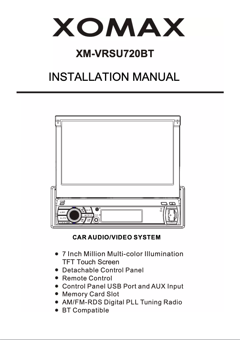 Image de la première page du manuel de l'appareil XM-VRSU720BT