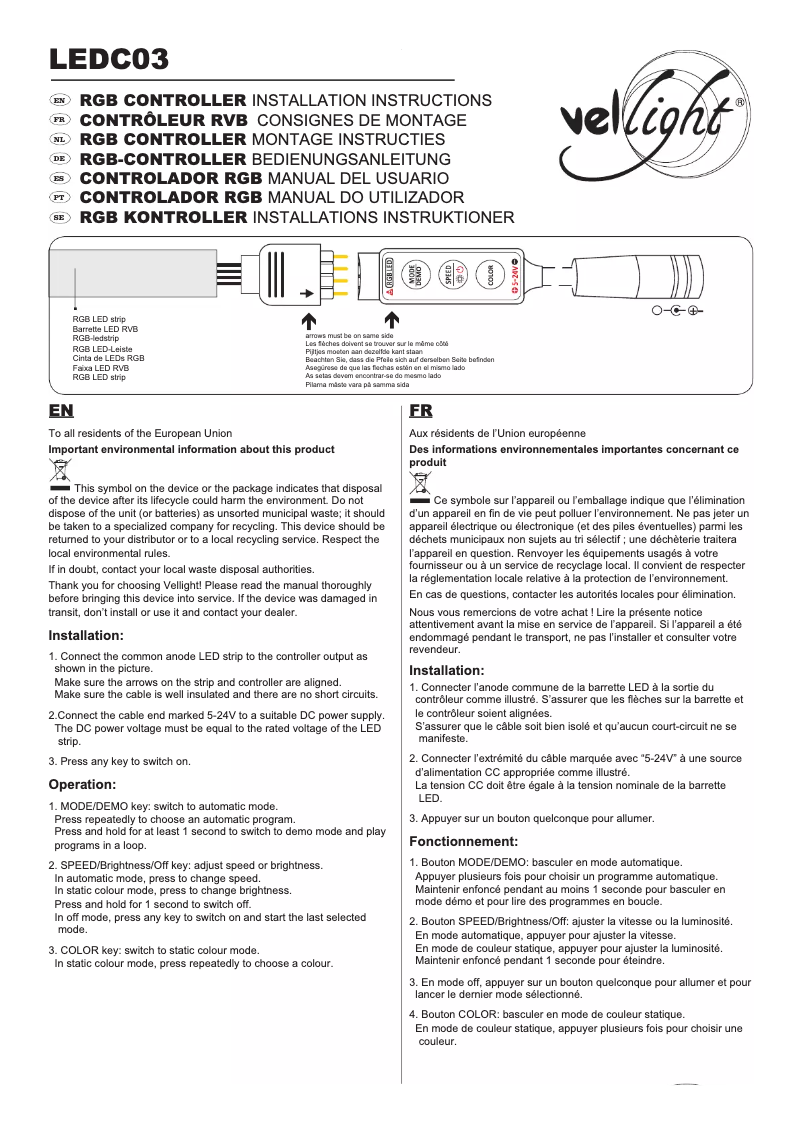Image de la première page du manuel de l'appareil LEDC03