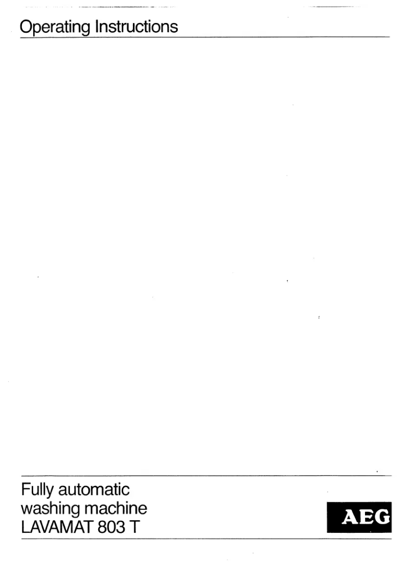 Page 1 de la notice Manuel utilisateur AEG Lavamat 803T