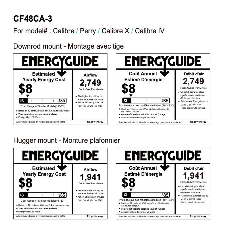 Page n°1 - Label énergétique Canarm Calibre XV