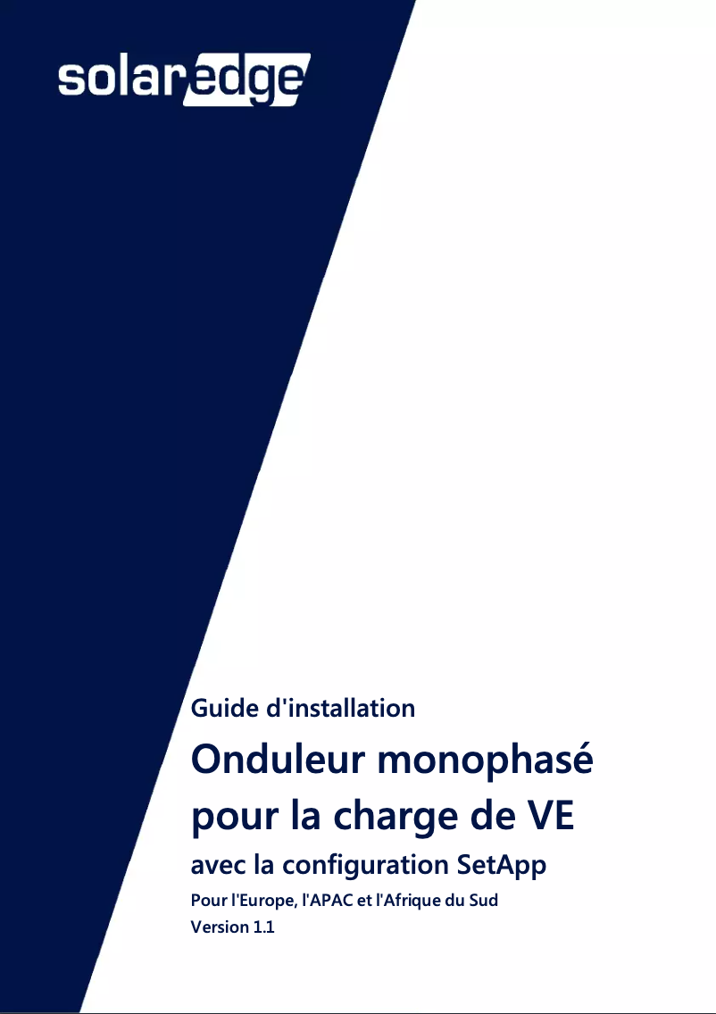 Page n°1 - Guide d'installation SolarEdge SE-EVK22SRM-01