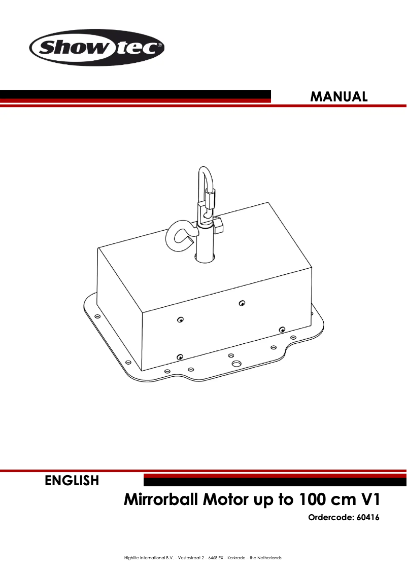 Image de la première page du manuel de l'appareil Mirrorball Motor up to 100 cm V1