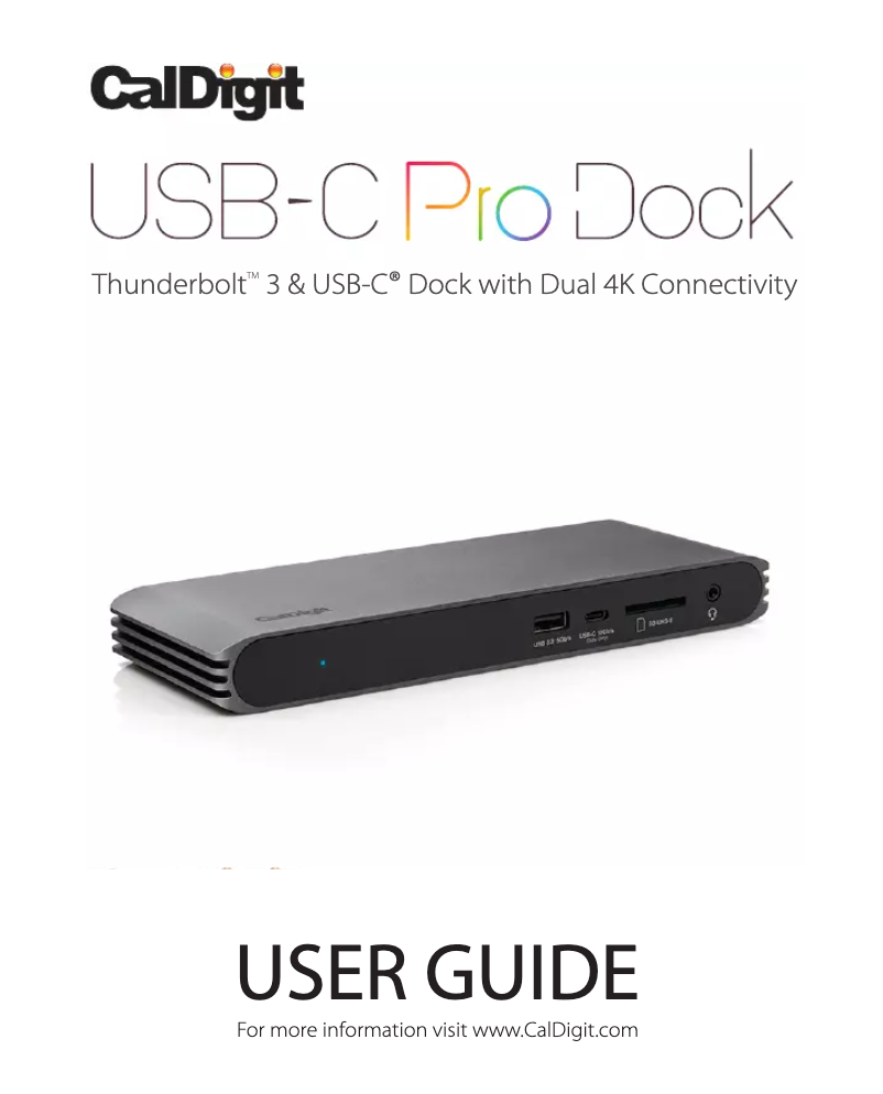 Page 1 de la notice Manuel utilisateur CalDigit USB-C Pro Dock