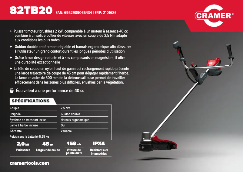 Page 1 de la notice Manuel utilisateur Cramer 82TB20