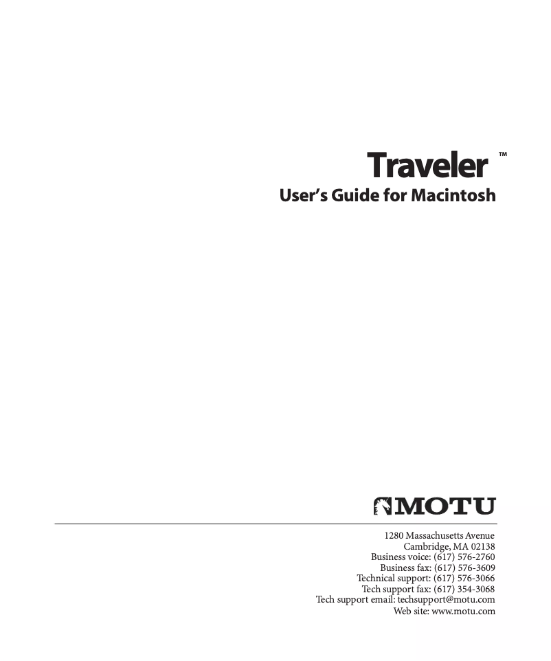 Página 1 del manual Manual de usuario Motu Traveler