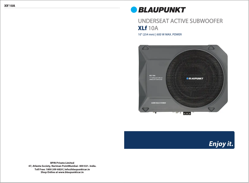 Page 1 de la notice Manuel utilisateur Blaupunkt XLf 10A