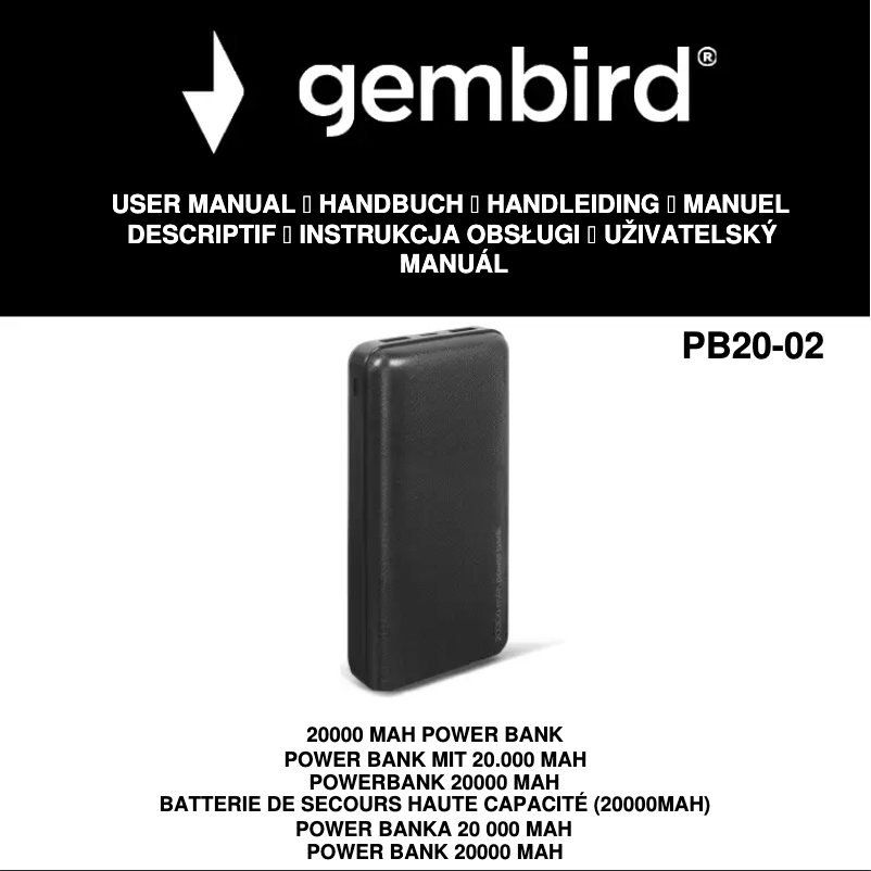 Page 1 de la notice Manuel utilisateur Gembird PB20-02