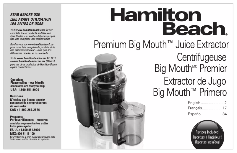 Page n°1 - Manuel utilisateur Hamilton Beach Premium Big Mouth 67850