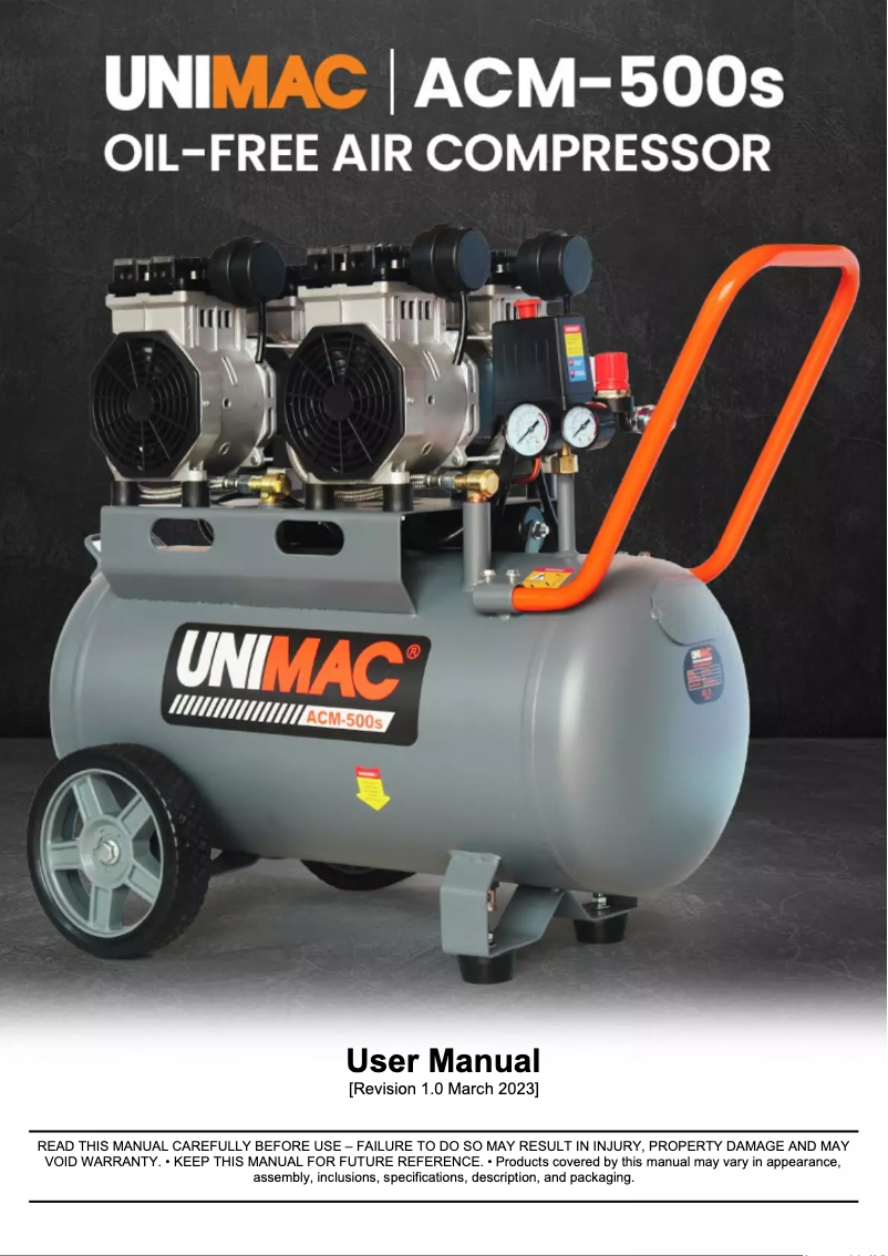 Page n°1 - Manuel utilisateur Unimac ACM-500s