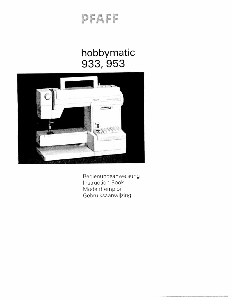 Page n°1 - Manuel utilisateur Pfaff Hobby 933