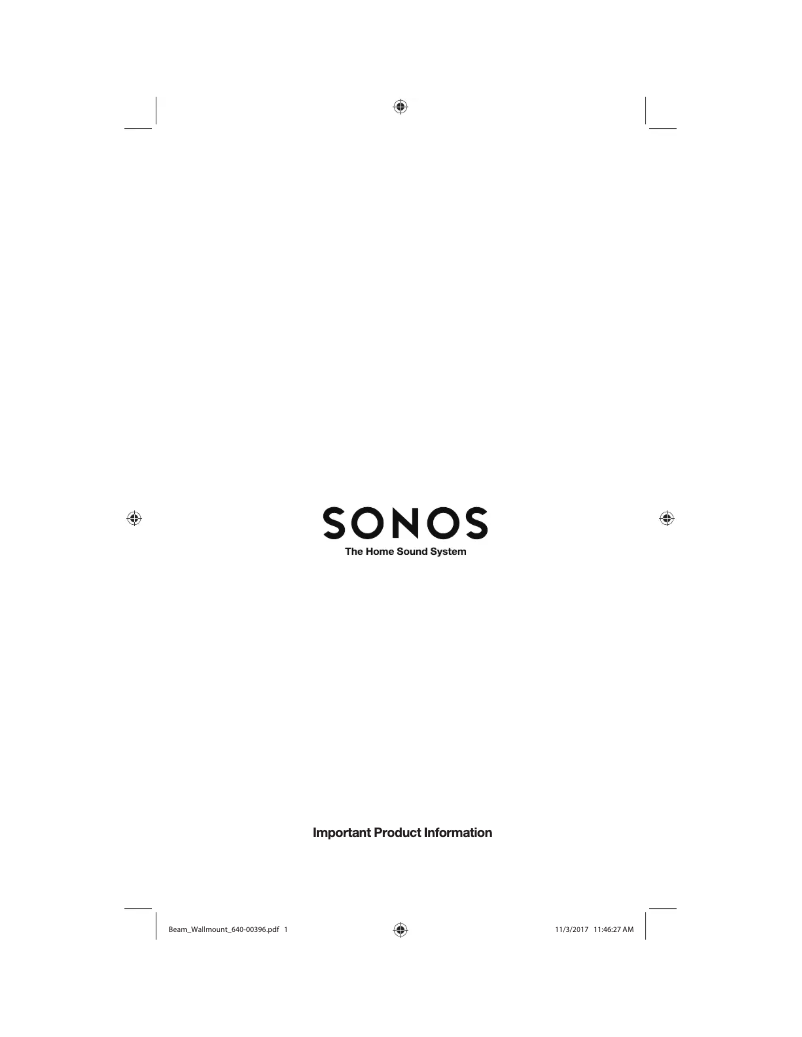 Page 1 de la notice Manuel utilisateur Sonos Wallmount