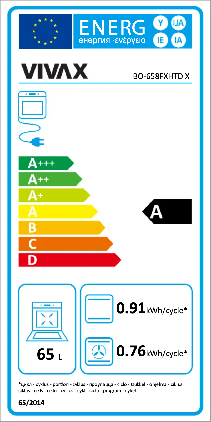 Page 1 of the manual Energy Label Vivax BO-658FXHTD X