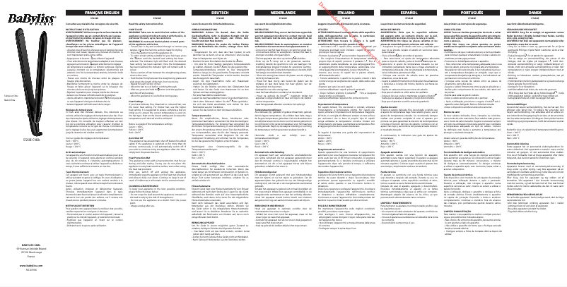 Page 1 de la notice Manuel utilisateur BaByliss Smooth Finish 230 ST250E