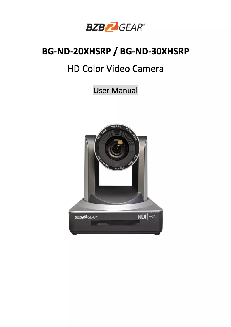 Image de la première page du manuel de l'appareil BG-ND-30XHSRP