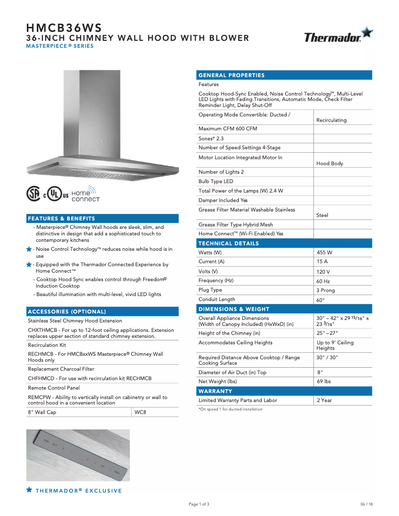 Image de la première page du manuel de l'appareil HMCB36WS