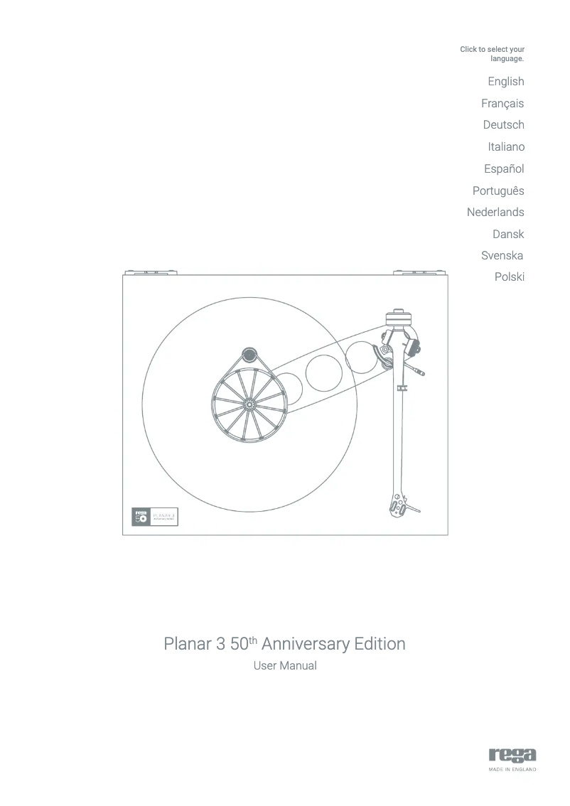 Página 1 del manual Manual de usuario Rega Planar 3 50th Anniversary Edition