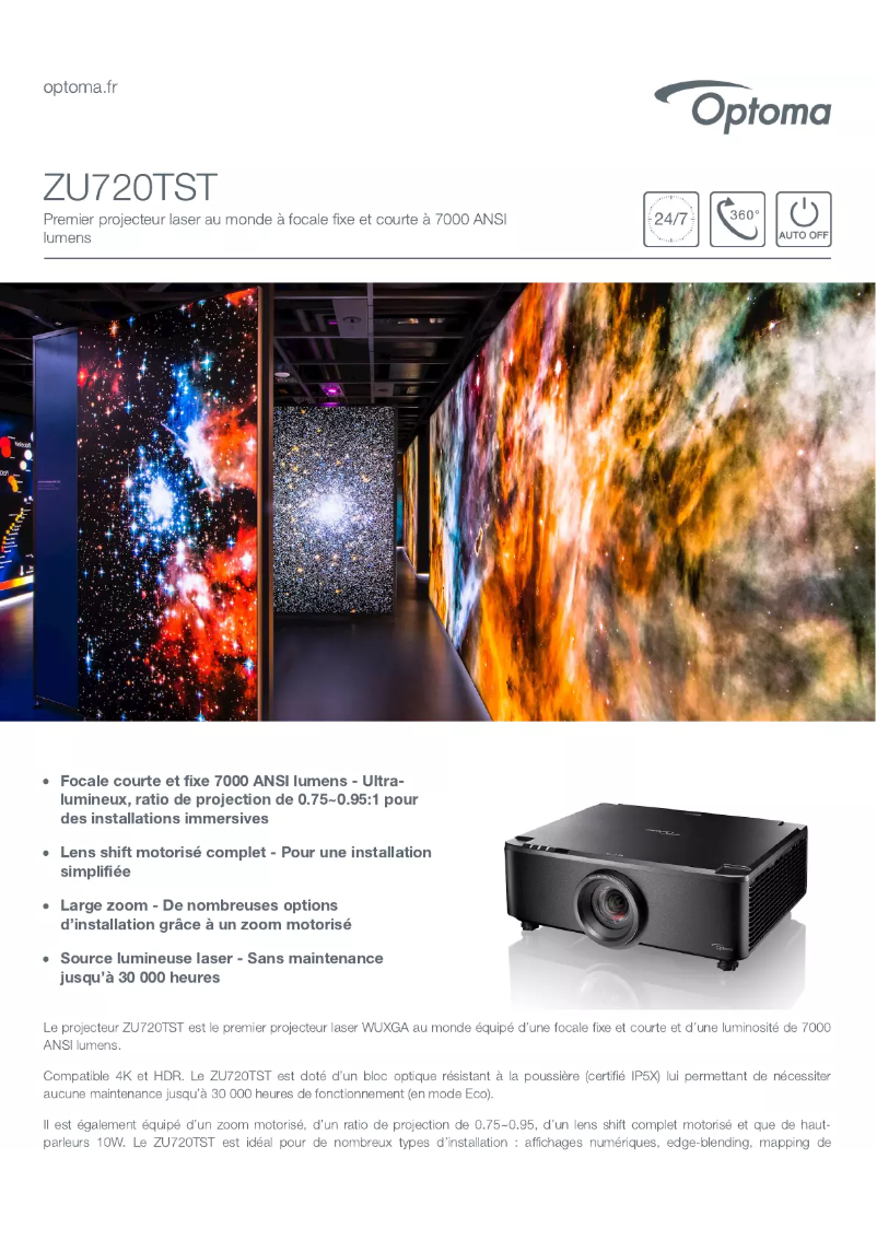 Page n°1 - Fiche technique Optoma ZU720TST