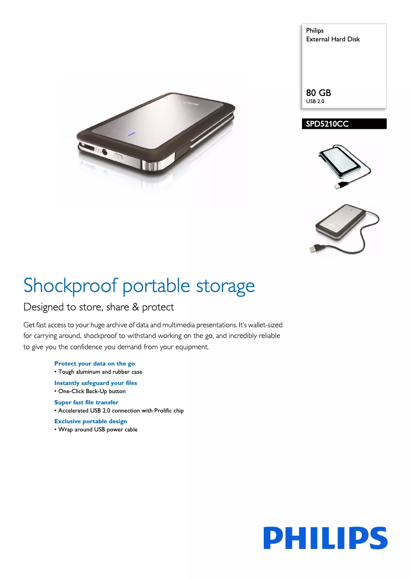 Page 1 de la notice Brochure Philips SPD5210CC