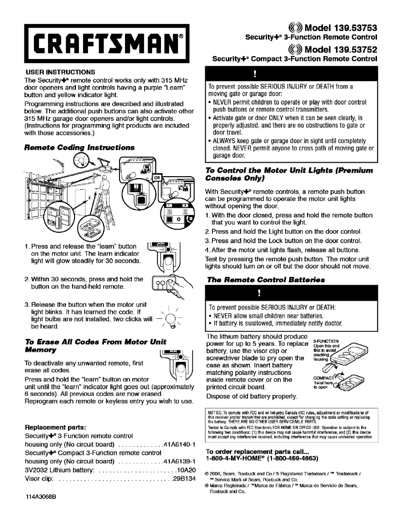 Page n°1 - Manuel utilisateur Craftsman 139.53752