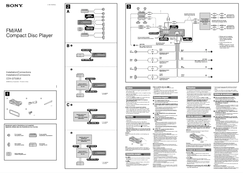 Page n°1 - Guide d'installation Sony CDX-GT530UI