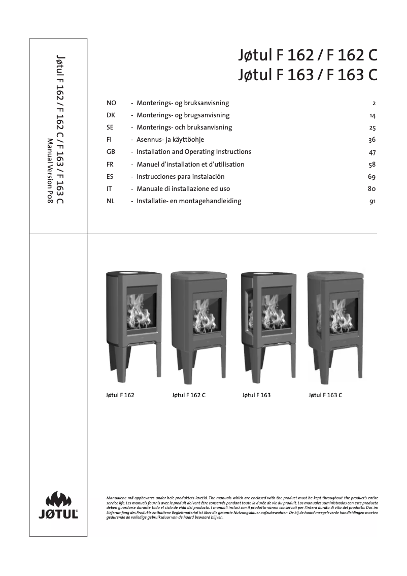 Page n°1 - Manuel utilisateur Jøtul F 162