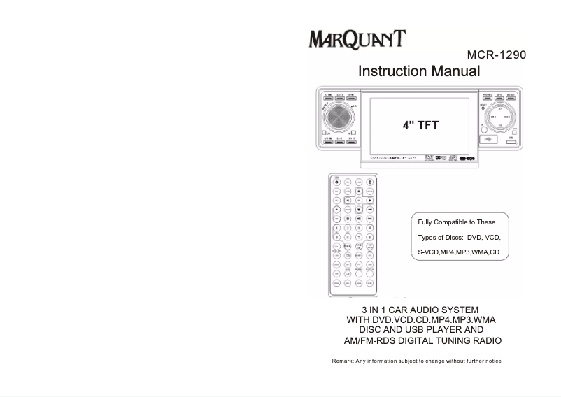 Page 1 de la notice Manuel utilisateur Marquant MCR-1290
