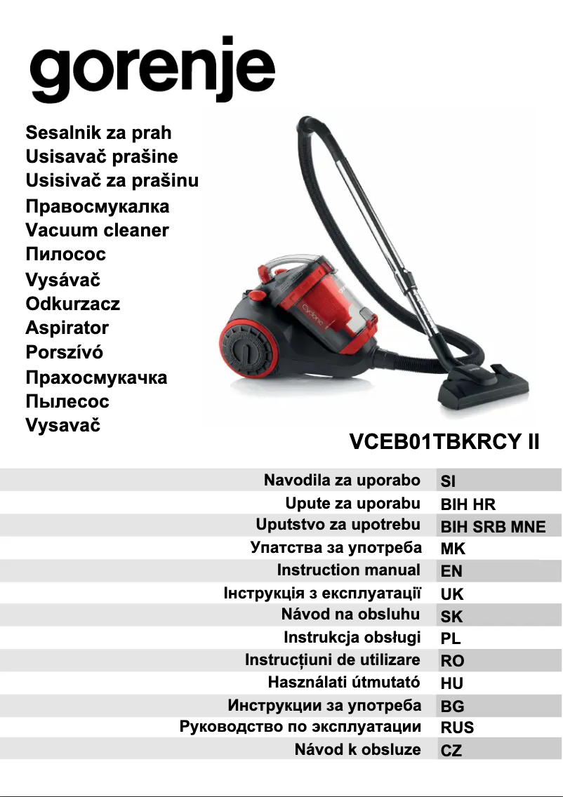 Image de la première page du manuel de l'appareil VCEB01TBKRCYII