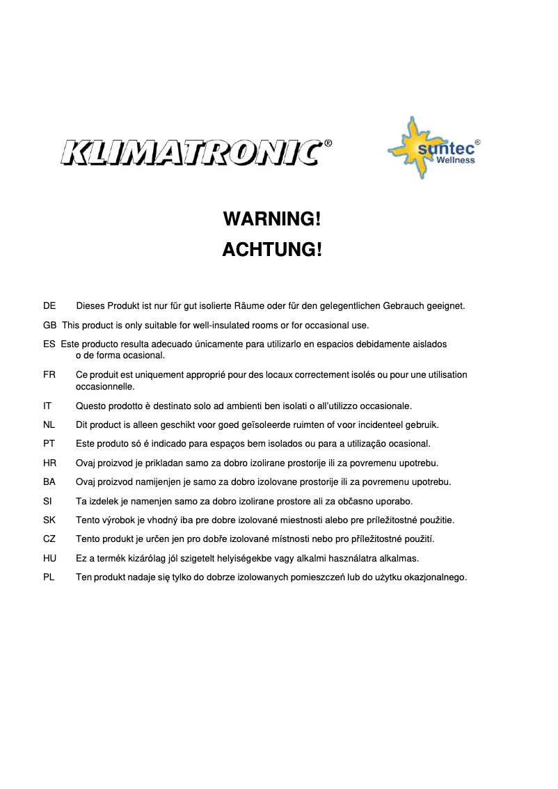 Page 1 de la notice Manuel utilisateur Suntec Heat Wave Style 1500