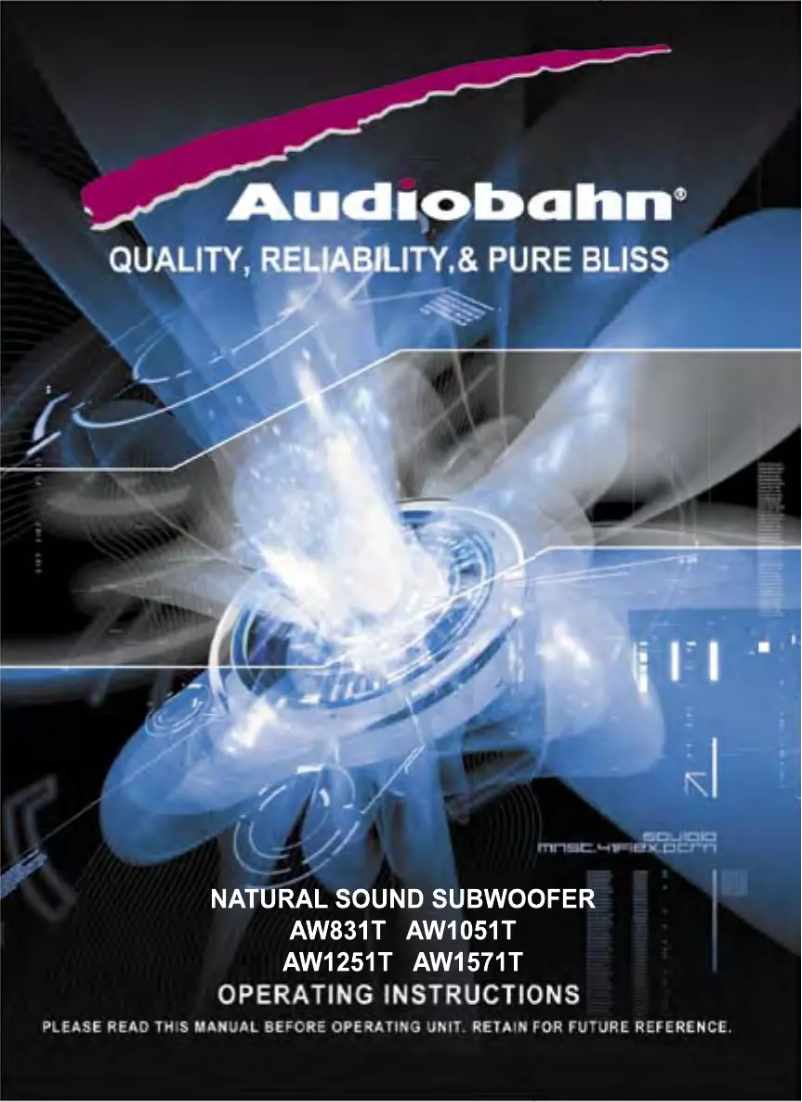 Page 1 de la notice Manuel utilisateur Audiobahn AW 1251 T